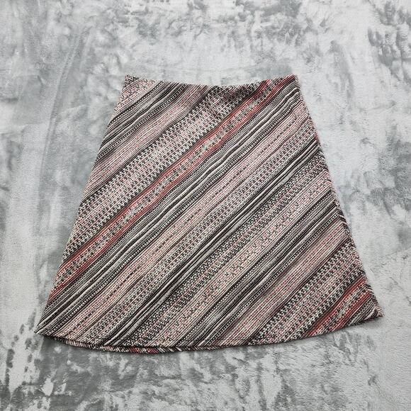 Margaret M Skirt Womens L Red Black Striped Nubby Textured Tweed Pull On Preppy - Picture 2 of 8